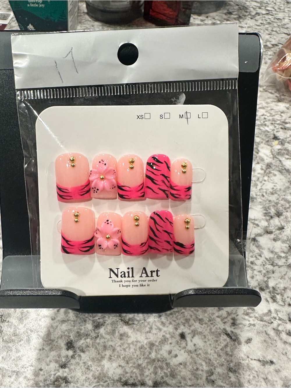 Pink Zebra Print Press-On Nails